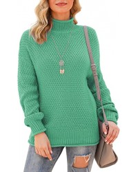 Green Women's Turtleneck Oversized Sweaters Batwing Long Sleeve Pullover Loose Chunky Knit Jumper