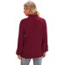 Wine Red Women's Turtleneck Oversized Sweaters Batwing Long Sleeve Pullover Loose Chunky Knit Jumper