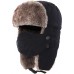 Black Trooper Trapper Hat Warm Winter Hats Hunting Hat with Mask Ear Flaps